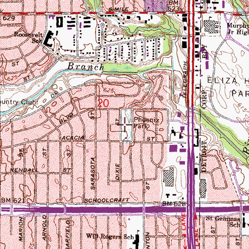 Topographic Map of Phoenix Park, MI