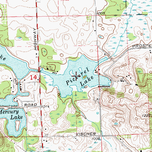 Topographic Map of Pickerel Lake, MI