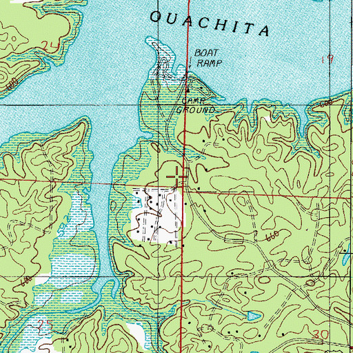 Topographic Map of Elnora School (historical), AR