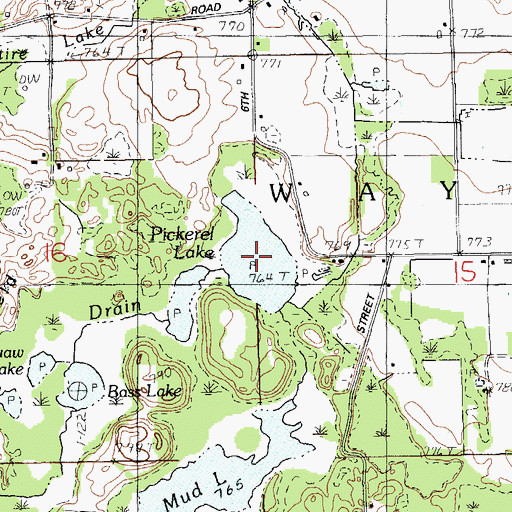 Topographic Map of Pickerel Lake, MI