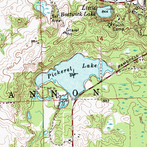 Topographic Map of Pickerel Lake, MI