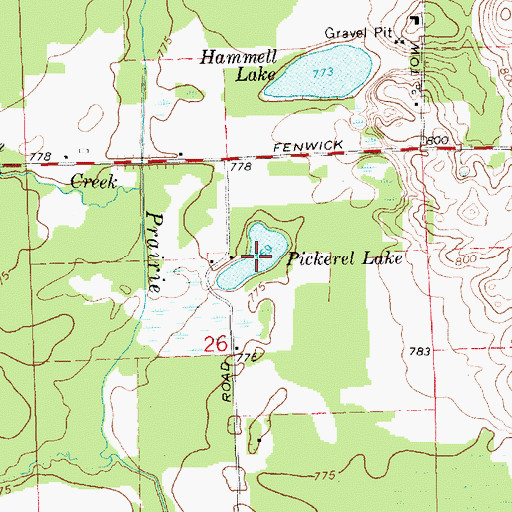 Topographic Map of Pickerel Lake, MI