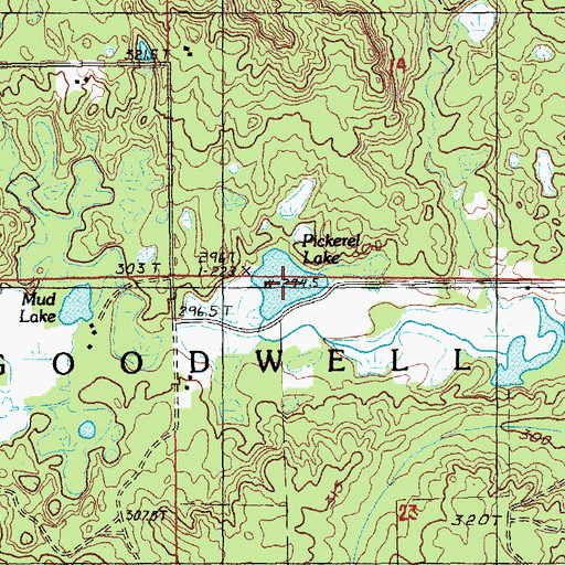 Topographic Map of Pickerel Lake, MI
