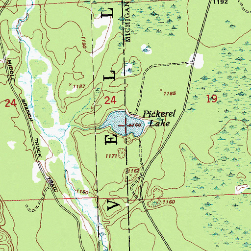 Topographic Map of Pickerel Lake, MI