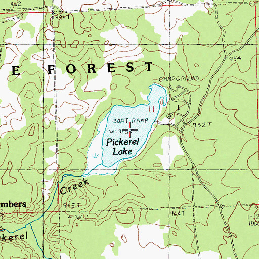 Topographic Map of Pickerel Lake, MI