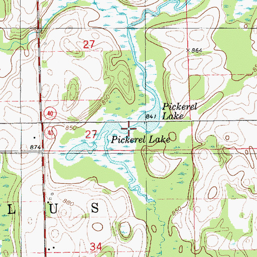 Topographic Map of Pickerel Lake, MI