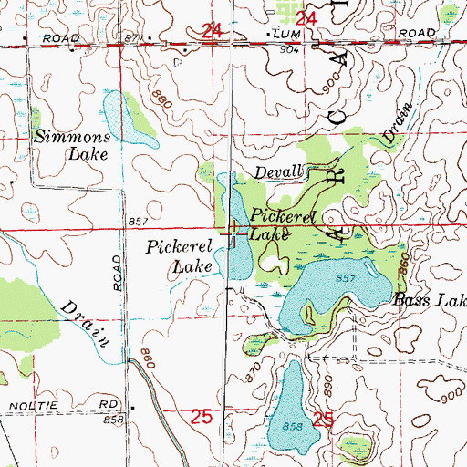Topographic Map of Pickerel Lake, MI