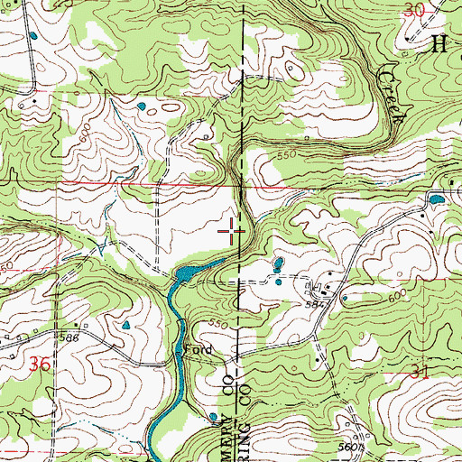 Topographic Map of Ewing Cemetery, AR