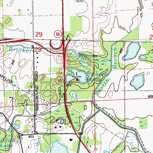 Topographic Map of Pickerel Pond, MI