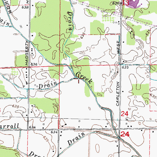 Topographic Map of Pickering Drain, MI