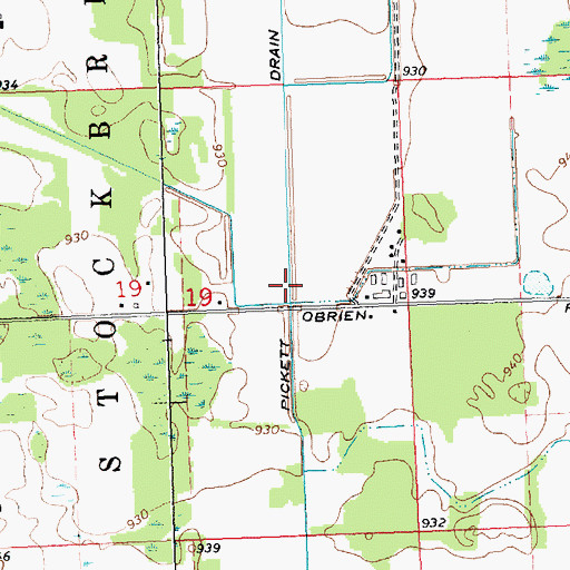 Topographic Map of Pickett Drain, MI
