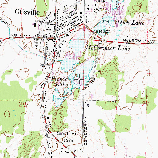 Topographic Map of Picnic Lake, MI