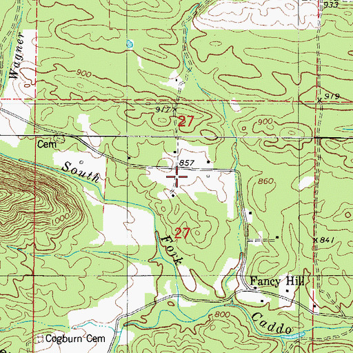 Topographic Map of Fancy Hill Cemetery, AR