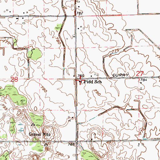 Topographic Map of Pidd School, MI