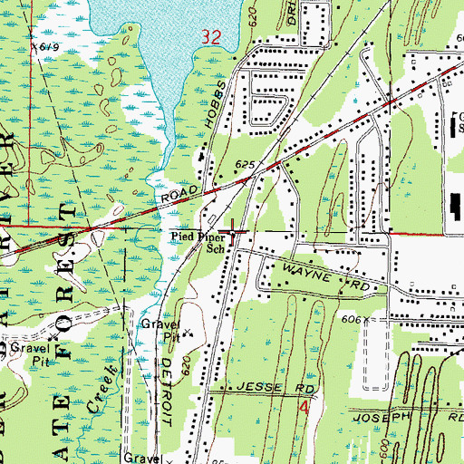 Topographic Map of Pied Piper School, MI