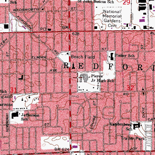 Topographic Map of Pierce Junior High School, MI