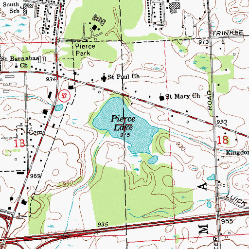 Topographic Map of Pierce Lake, MI
