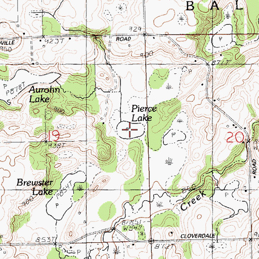 Topographic Map of Pierce Lake, MI