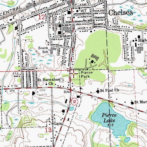 Topographic Map of Pierce Park, MI
