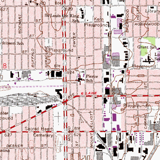 Topographic Map of Pierce School, MI