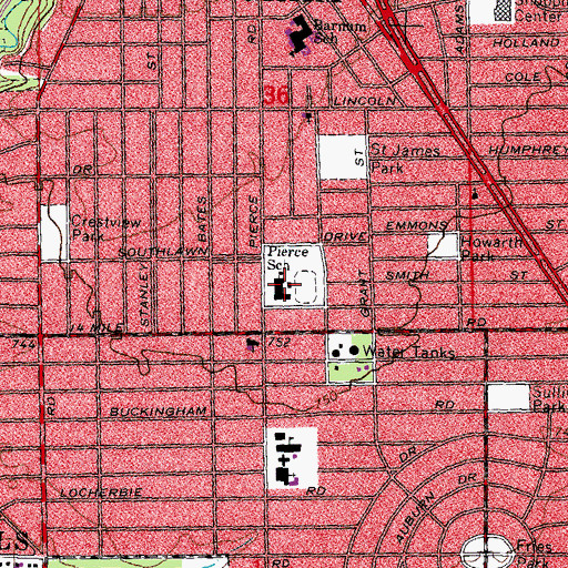 Topographic Map of Pierce School, MI