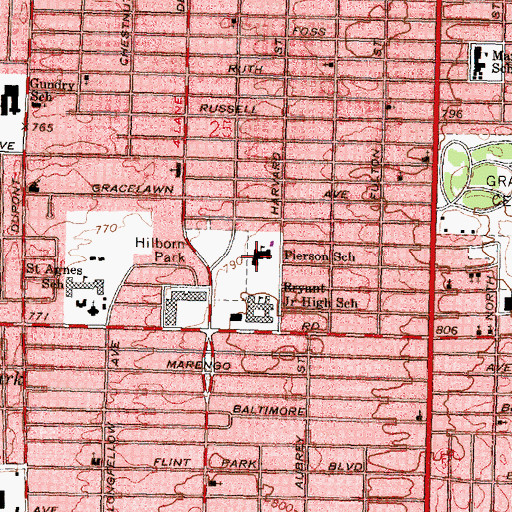 Topographic Map of Pierson School, MI