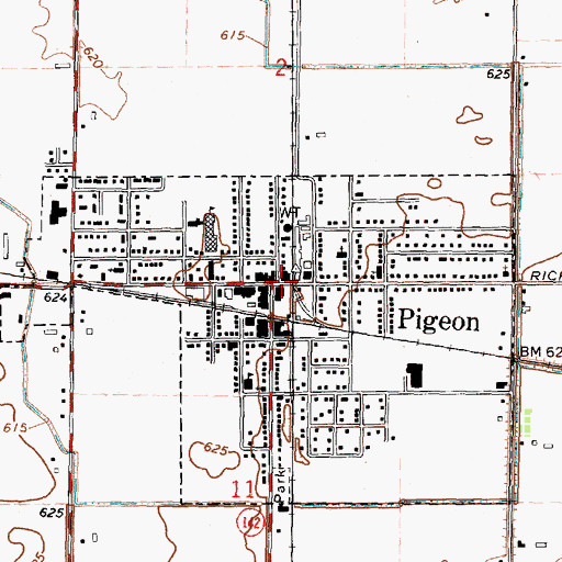 Topographic Map of Pigeon, MI