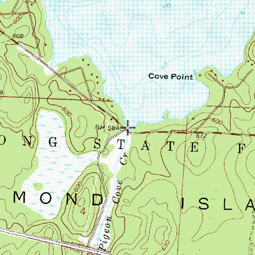 Topographic Map of Pigeon Cove Creek, MI