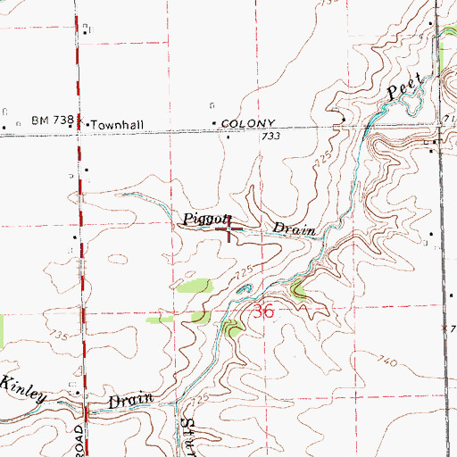 Topographic Map of Piggott Drain, MI