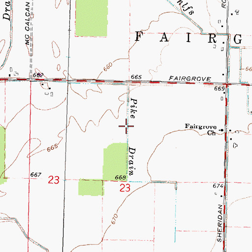 Topographic Map of Pike Drain, MI