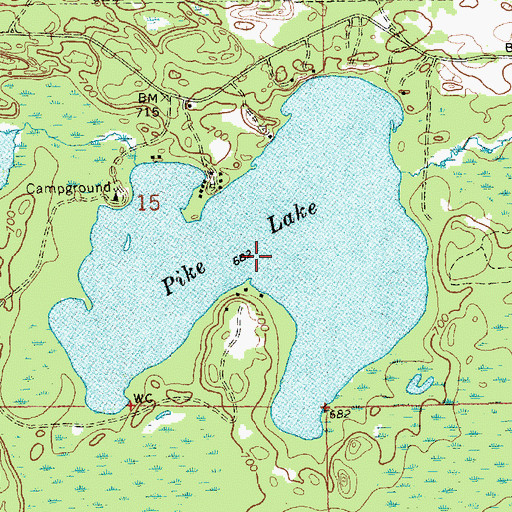 Topographic Map of Pike Lake, MI