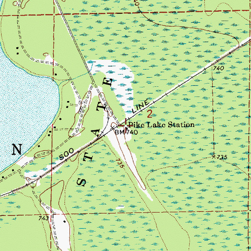 Topographic Map of Pike Lake Station, MI