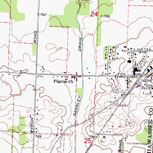 Topographic Map of Pilgrim Church, MI