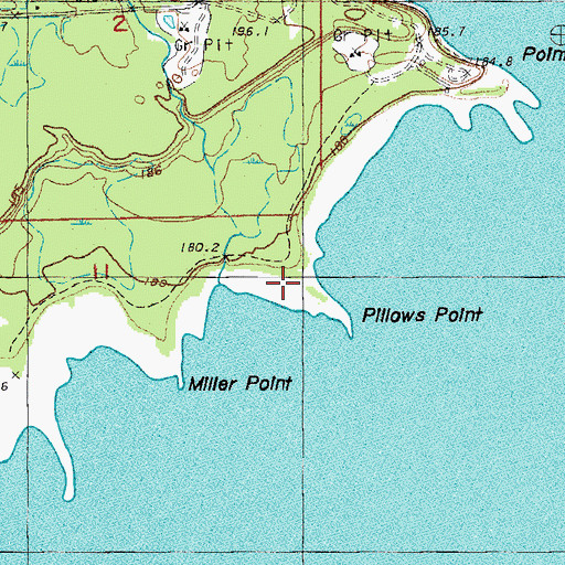 Topographic Map of Pillows Point, MI