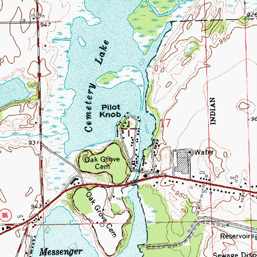 Topographic Map of Pilot Knob, MI