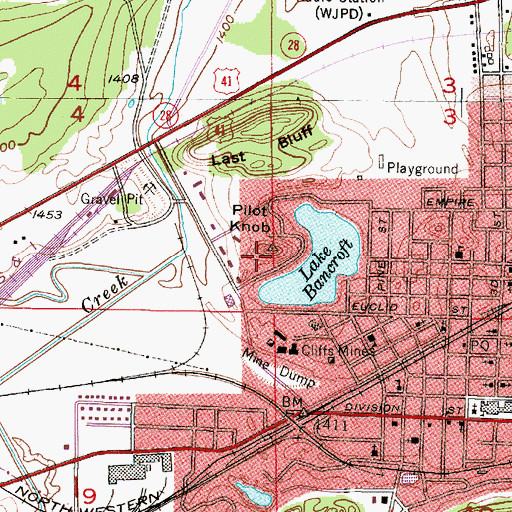 Topographic Map of Pilot Knob, MI