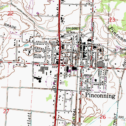 Topographic Map of Pinconning, MI