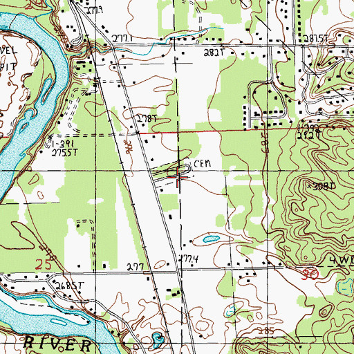 Topographic Map of Pine Cemetery, MI