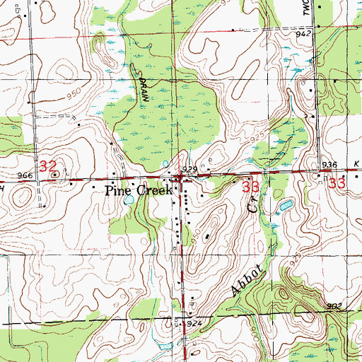 Topographic Map of Pine Creek, MI