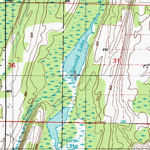 Topographic Map of Pine Creek, MI