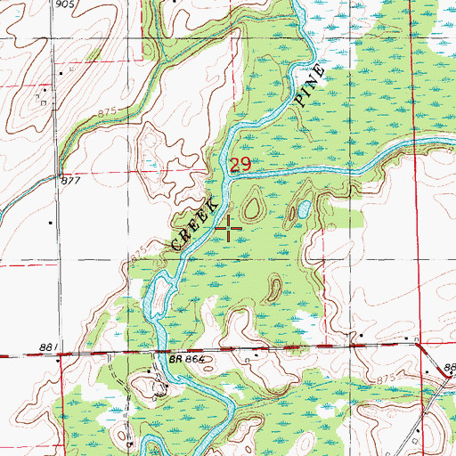 Topographic Map of Pine Creek, MI