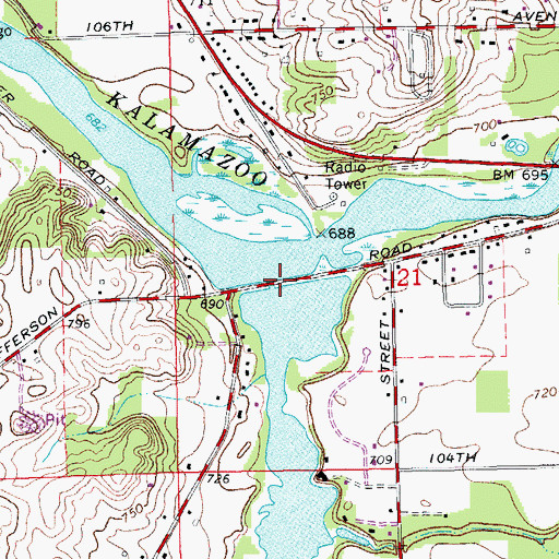 Topographic Map of Pine Creek, MI