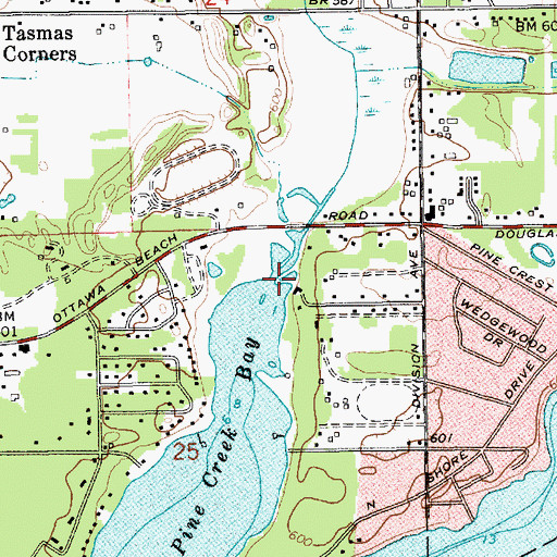 Topographic Map of Pine Creek, MI