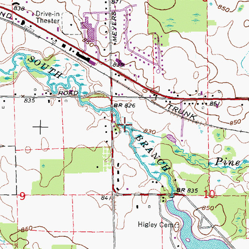 Topographic Map of Pine Creek, MI