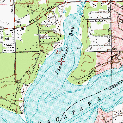 Topographic Map of Pine Creek Bay, MI