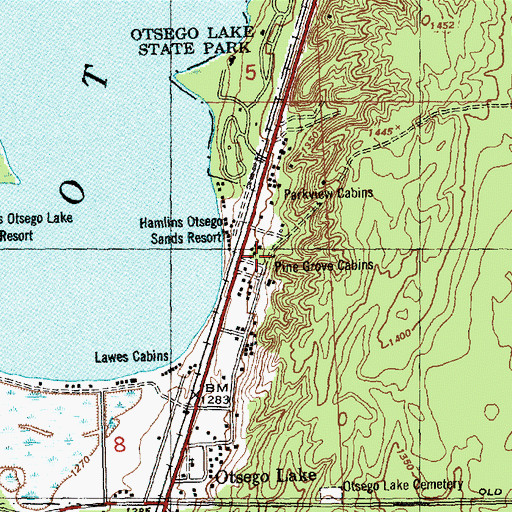Topographic Map of Pine Grove Cabins, MI