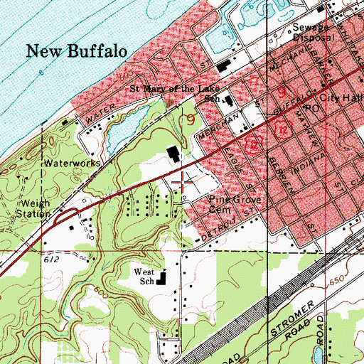 Topographic Map of Pine Grove Cemetery, MI