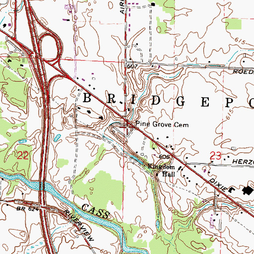 Topographic Map of Pine Grove Cemetery, MI
