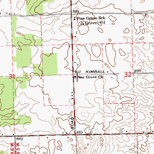 Topographic Map of Pine Grove Church, MI
