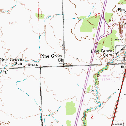 Topographic Map of Pine Grove Church, MI